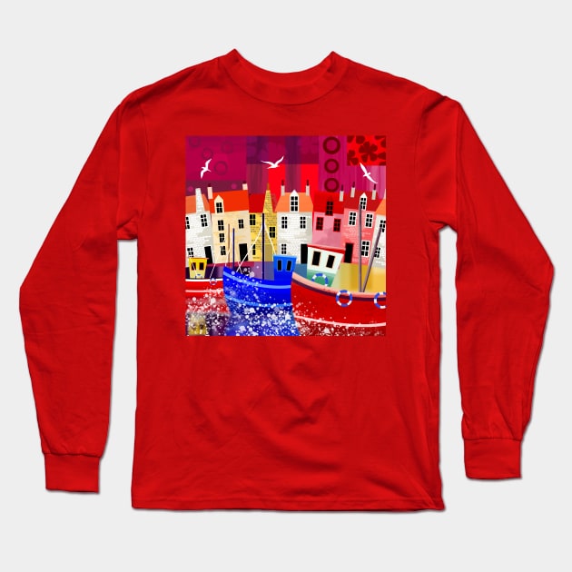 Seaside Town Long Sleeve T-Shirt by Scratch